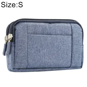 Sports Denim Universal Phone Bag Waist Bag for 5.2 inch or below Smartphones, Size: S (Blue)