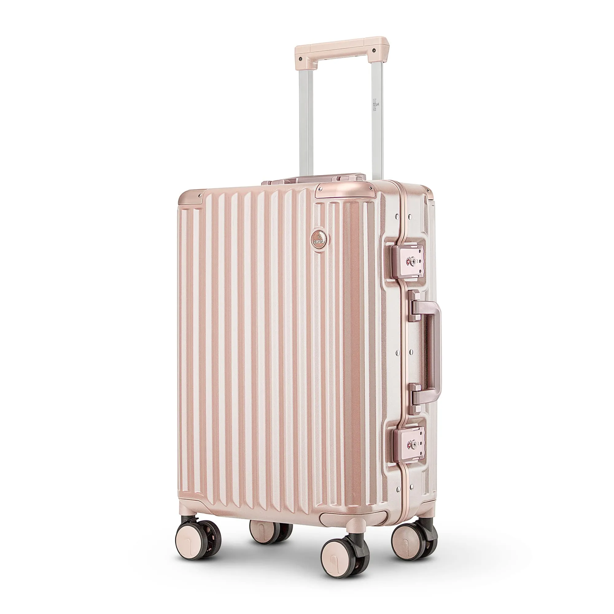 THE CLOWNFISH Stark Series Luggage PolyCarbonate Hard Case Suitcase Eight Wheel Trolley Bag with Double TSA Locks- Blush Pink (Medium size, 67 cm-24 inch)