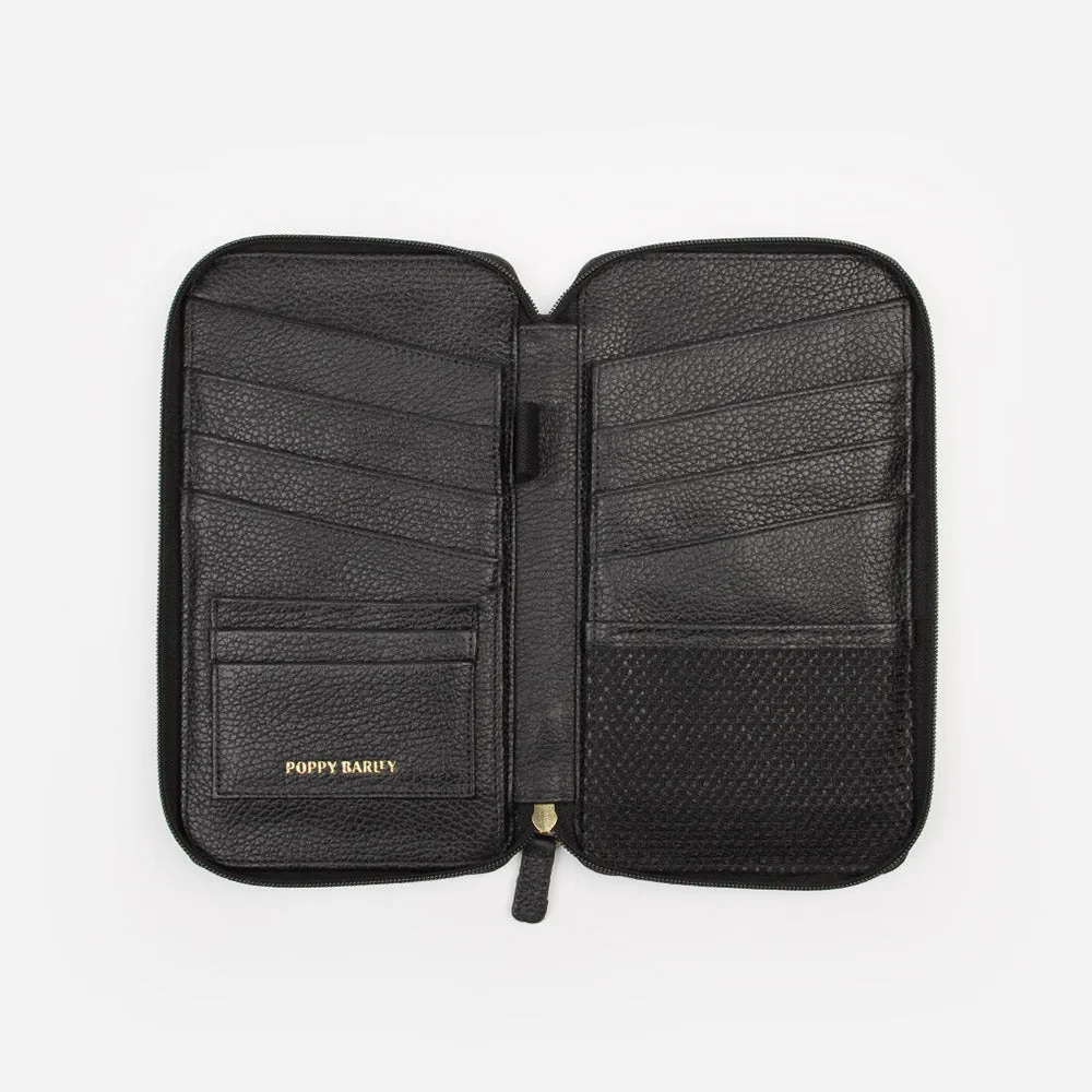 The Six Person Family Passport Holder Black Micro Pebble