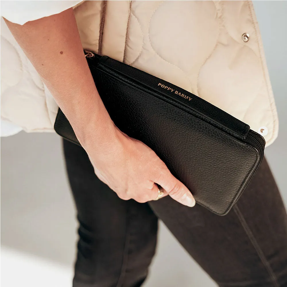 The Six Person Family Passport Holder Black Micro Pebble