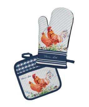 Thomas Cook Oven Mitt & Pot Holder Set- Navy/White