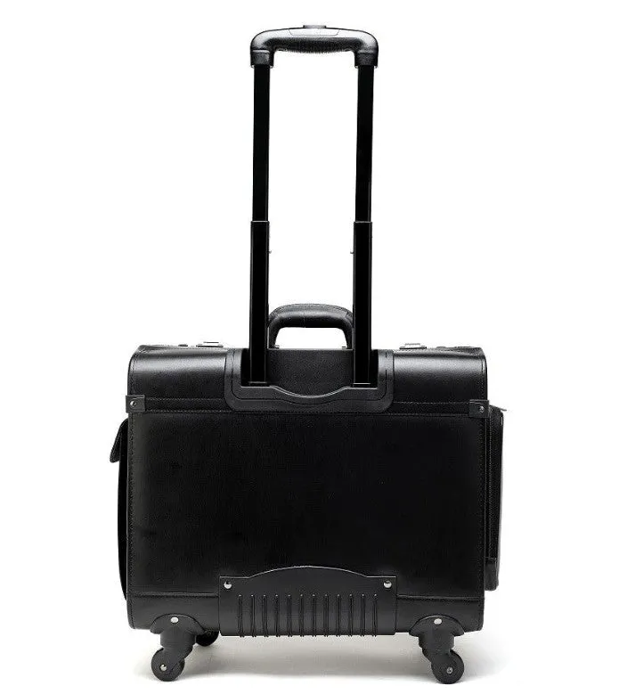 Tosca Leather Pilot case 4 Wheels | Black