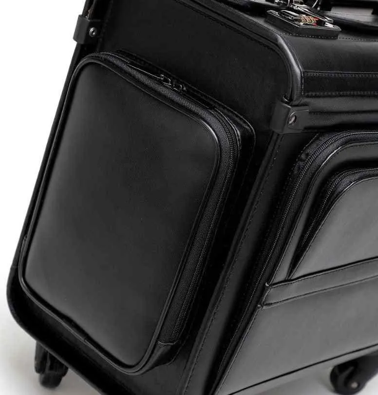 Tosca Leather Pilot case 4 Wheels | Black