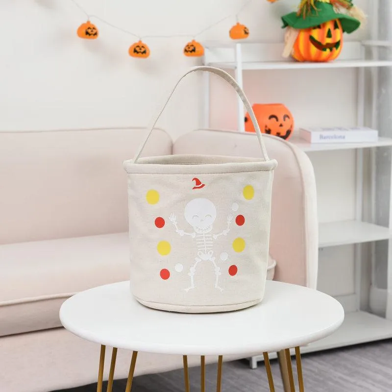 Trick or Treat Bucket Bag Halloween Basket Collapsible Storage Tote Bag