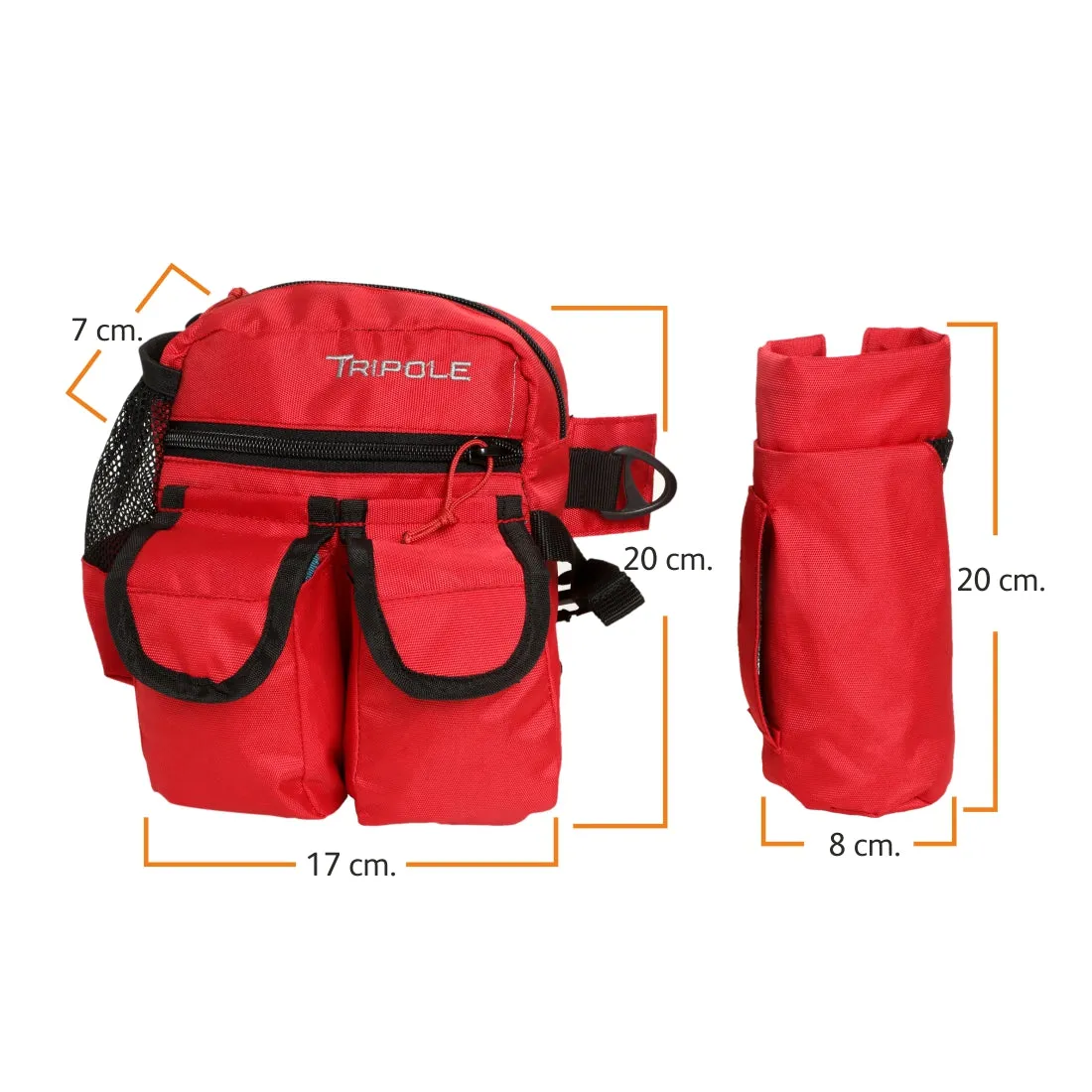 Tripole Waist Pack with Detachable Bottle Holder - Multi-Utility Waist and Sling Bag for Hiking, Cycling, and Backpacking | Red