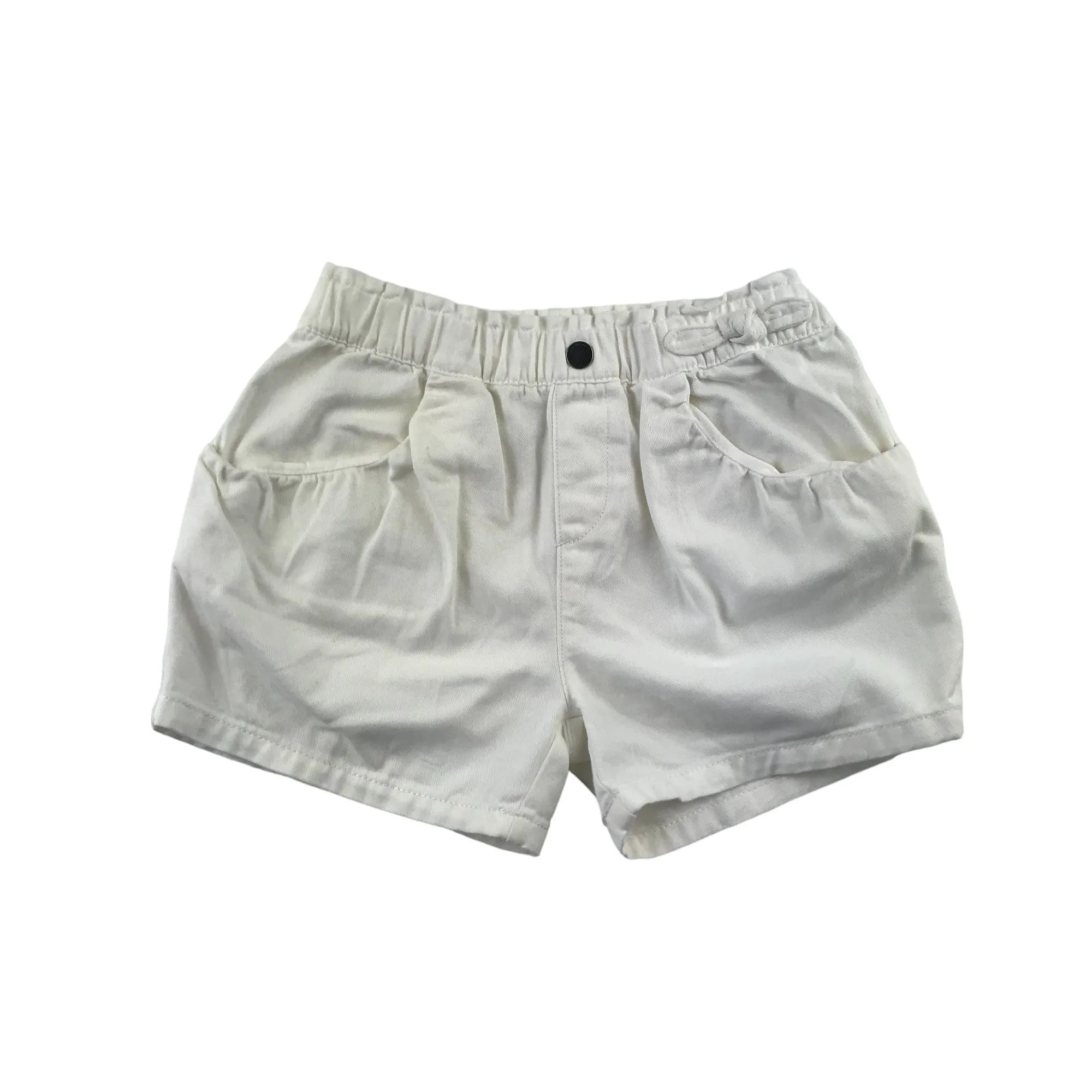 Tu shorts 6-7 years white denim paper bag waist pull on style cotton