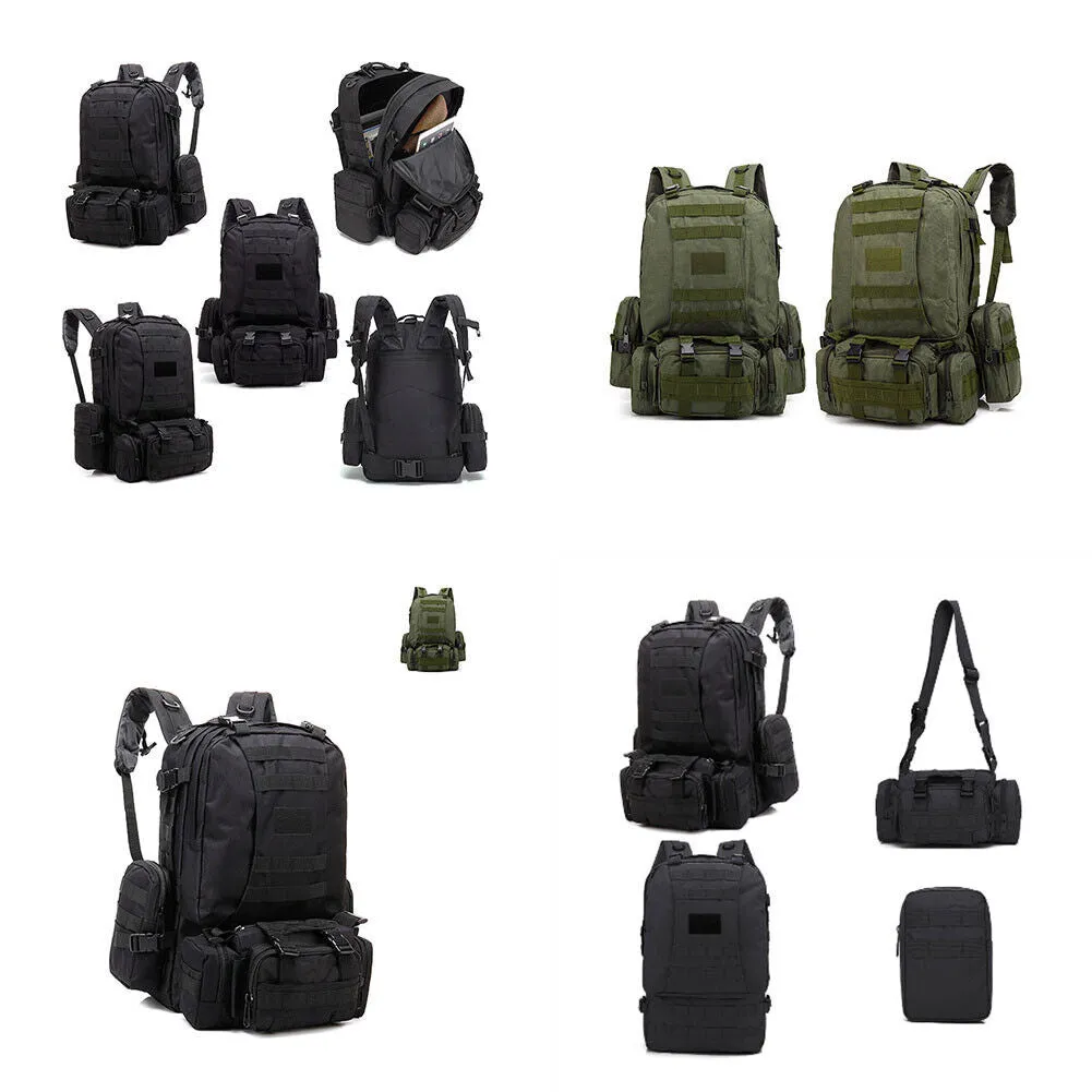 US 55L Upgrade Tactical Military Backpack Rucksack Camping Bag Travel Hiking