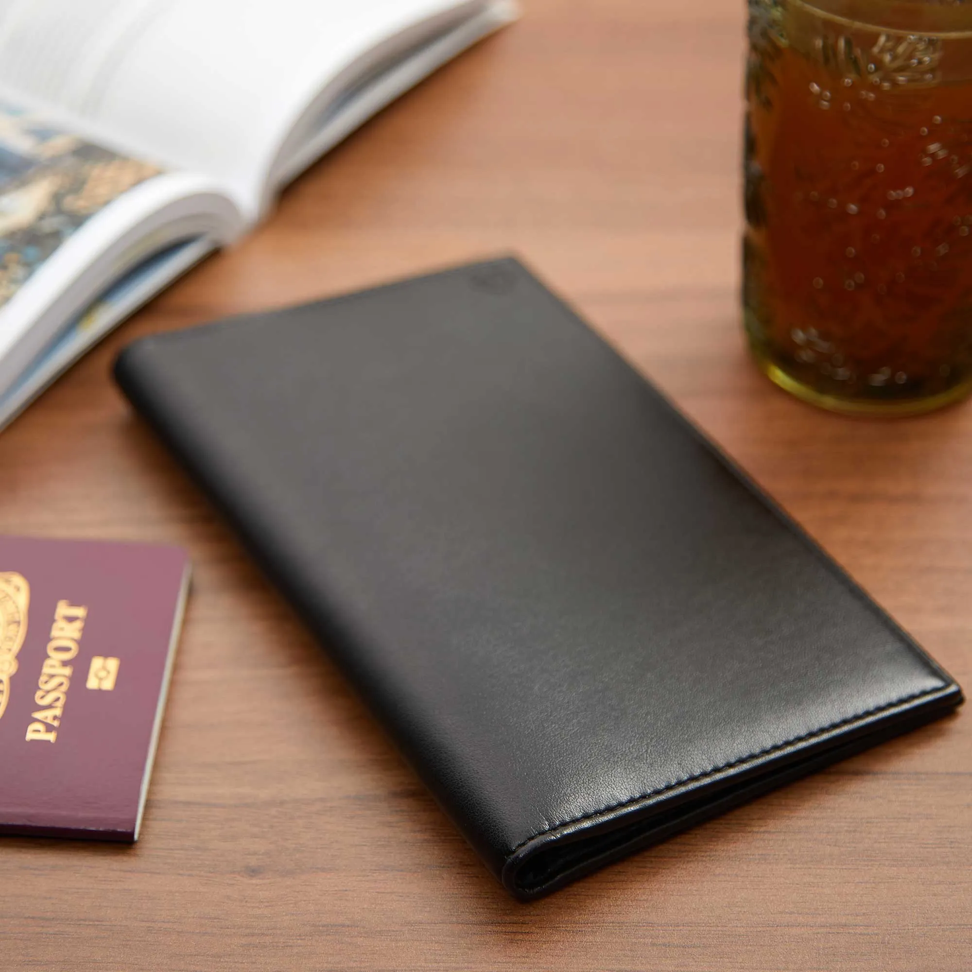 Vegan Leather Passport Holder | Black