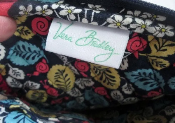 VERA BRADLEY Vegan Crossbody Shoulder Bag Swingpack Pouch BLACK FLORAL Quilted