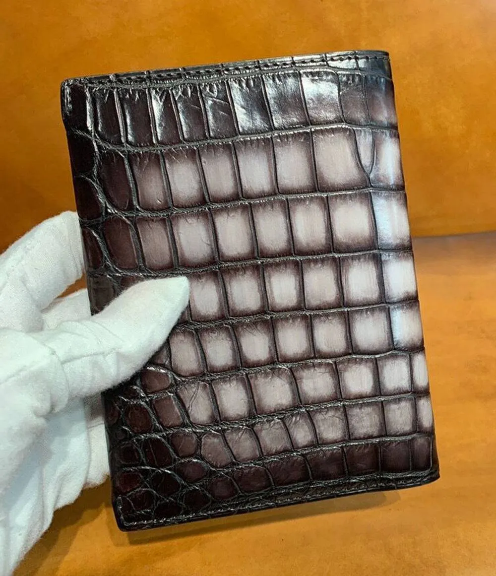 Vintage Genuine Crocodile Skin Leather  Passport Case Holder