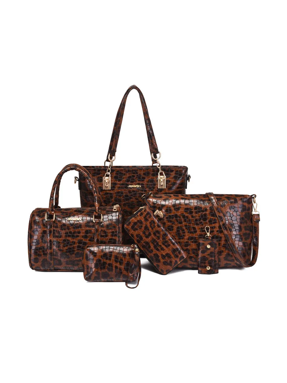 Vintage Leopard Travel Shoulder Bag Handbag Set