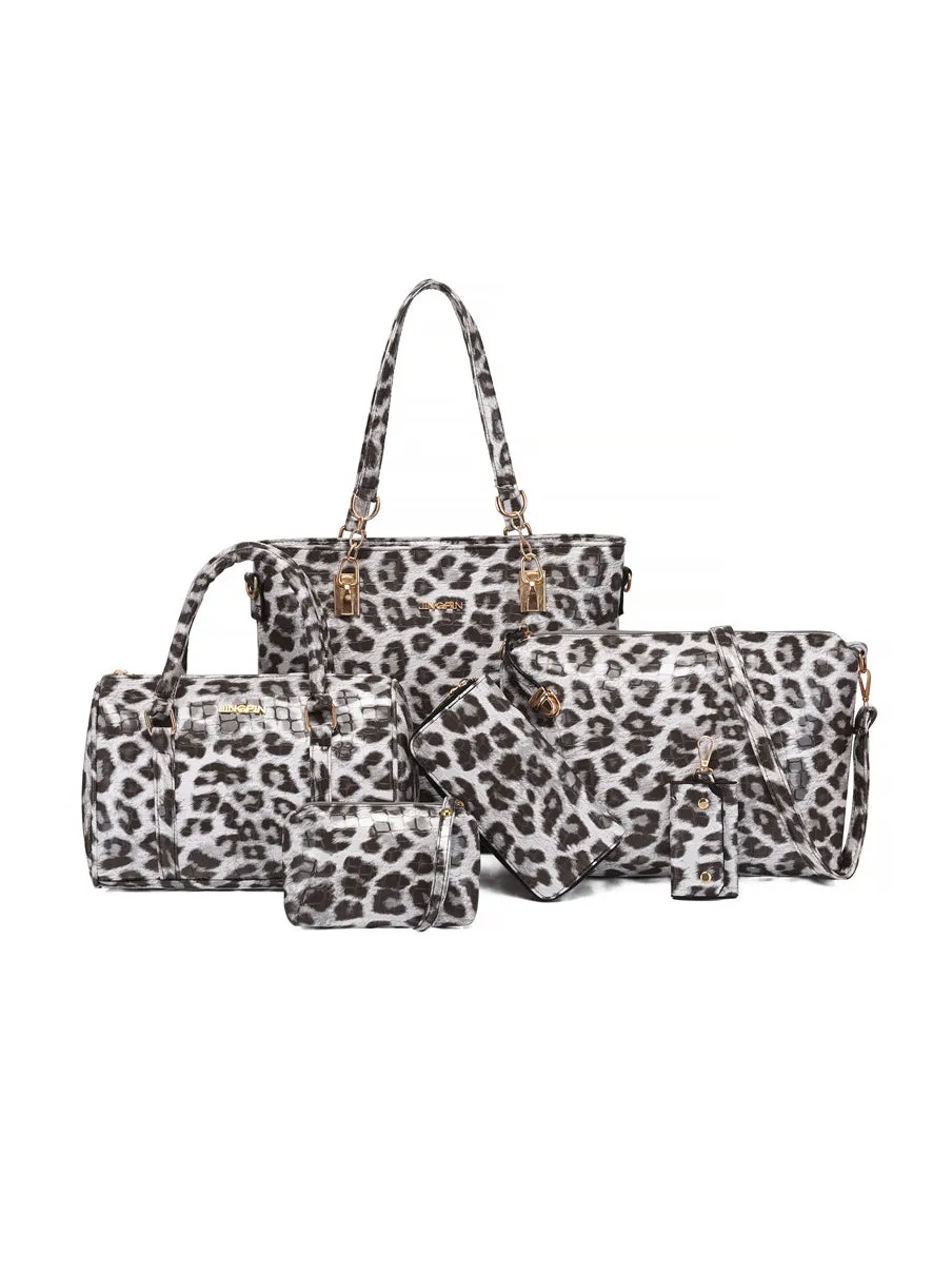 Vintage Leopard Travel Shoulder Bag Handbag Set