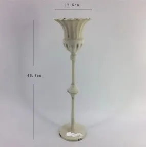 Vintage White TALL CANDELABRA CANDLE STICK CANDLEHOLDER CANDLESTICK metal stand-WHT3