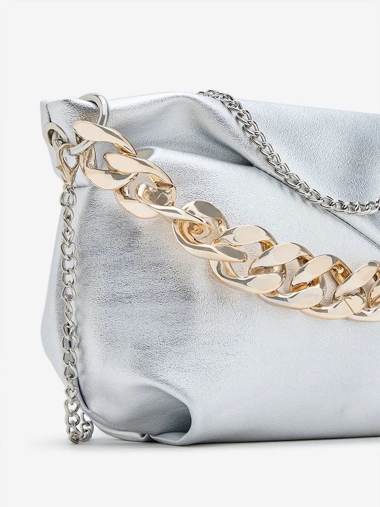 Westside Silver Faux-Leather Sling Bag 