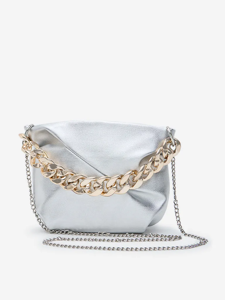 Westside Silver Faux-Leather Sling Bag 