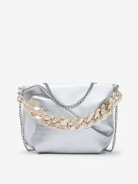 Westside Silver Faux-Leather Sling Bag 