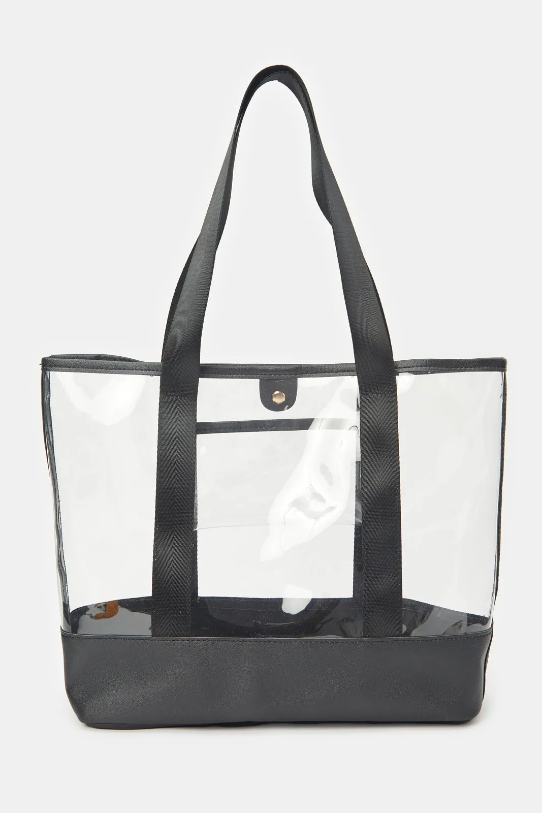 Women Black Shopper With Handles