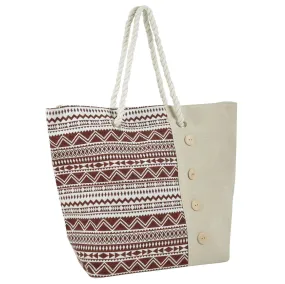 Womens Aztec Canvas Beach Shoulder Bag Shopping Tote