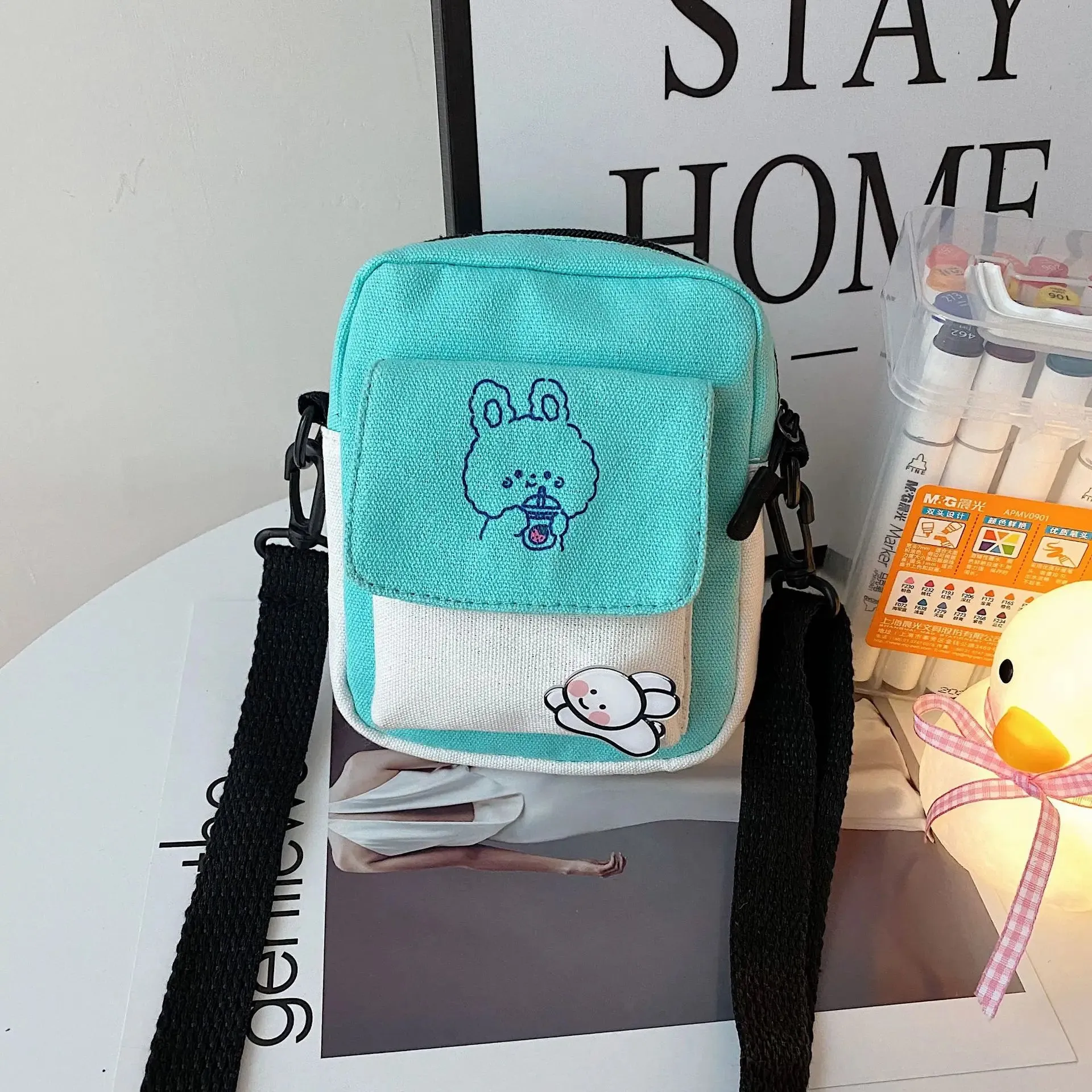 Women's Phone Bag Cartoon Printed Shoulder Messenger Bag Hit Color Flap Purse Casual Handbag Female Shopping Bag сумка