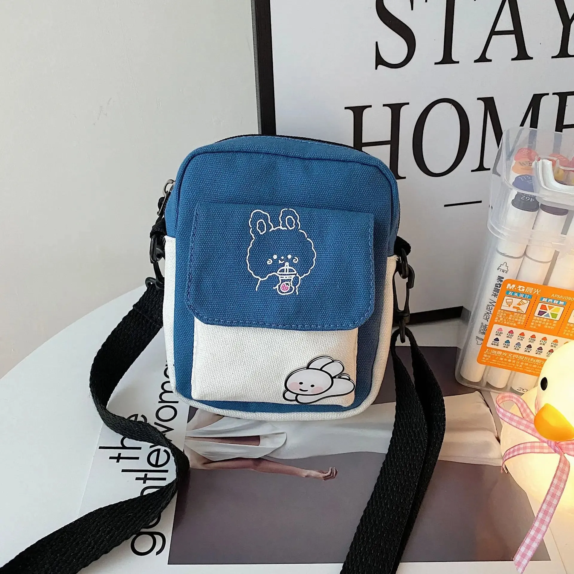 Women's Phone Bag Cartoon Printed Shoulder Messenger Bag Hit Color Flap Purse Casual Handbag Female Shopping Bag сумка