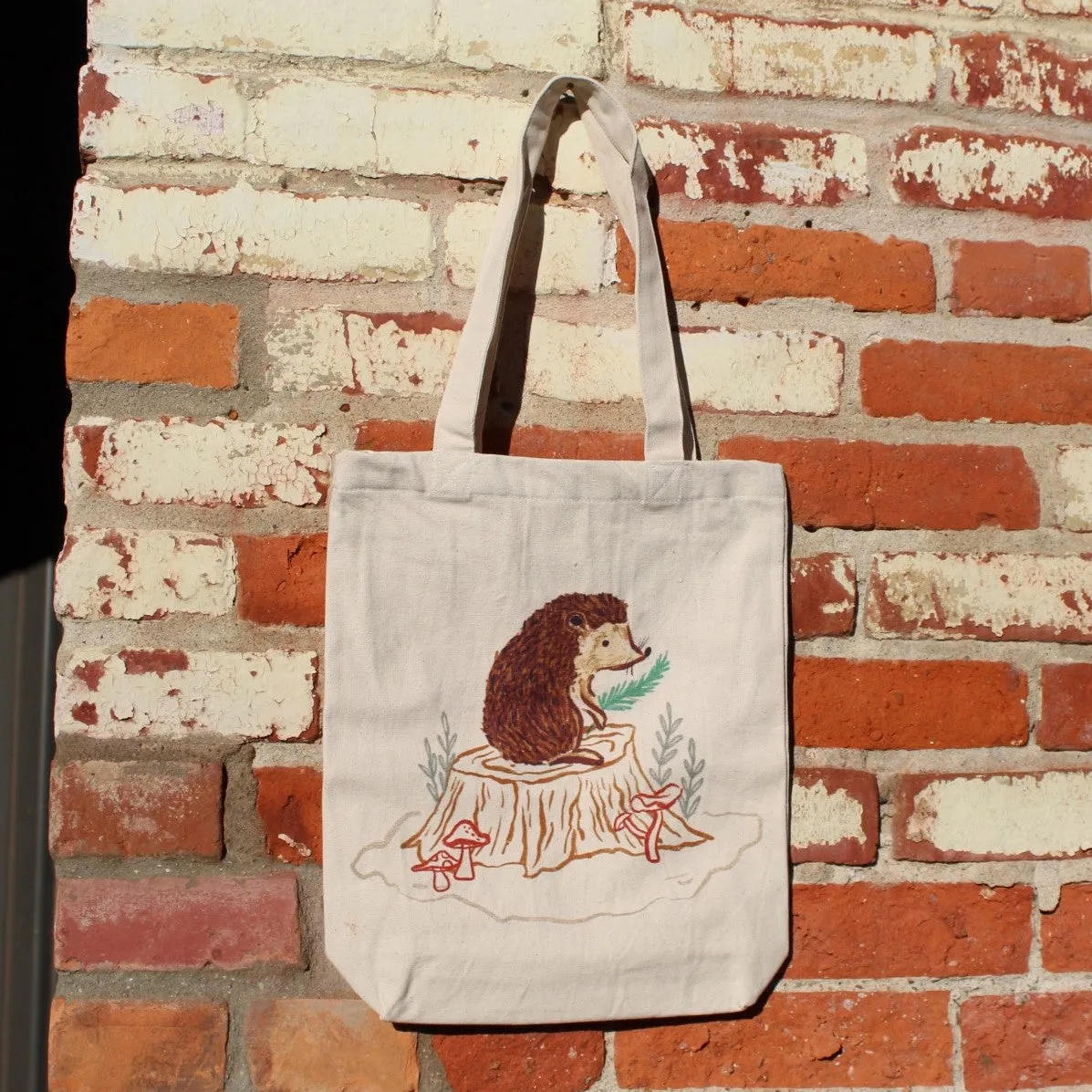 Woodland Cotton Tote - Hedgehog