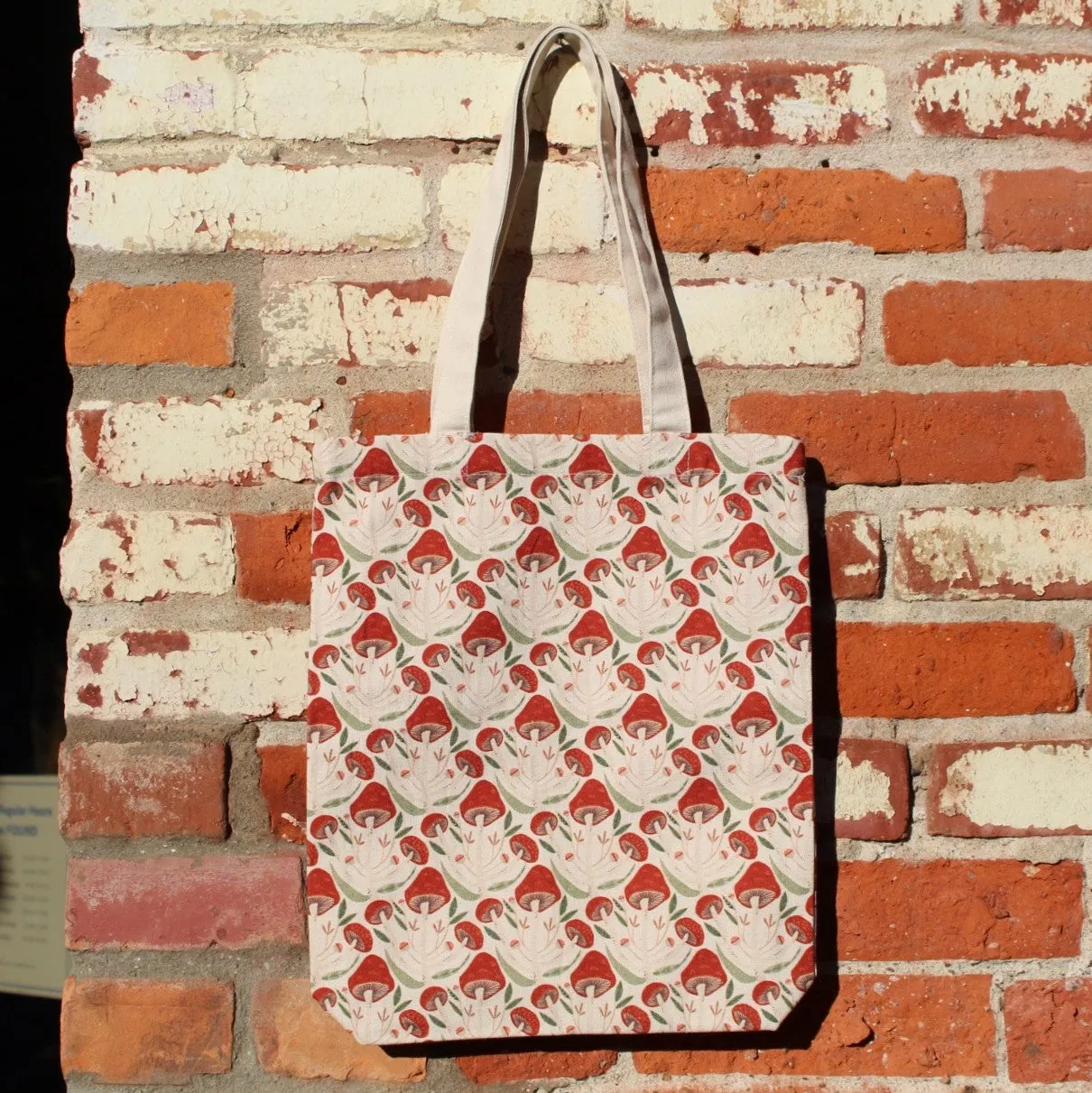 Woodland Cotton Tote - Mushrooms